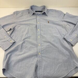 Ralph Lauren Mens Oxford Button Down Shirt Long Sleeve Light Blue Polo Pony XLG